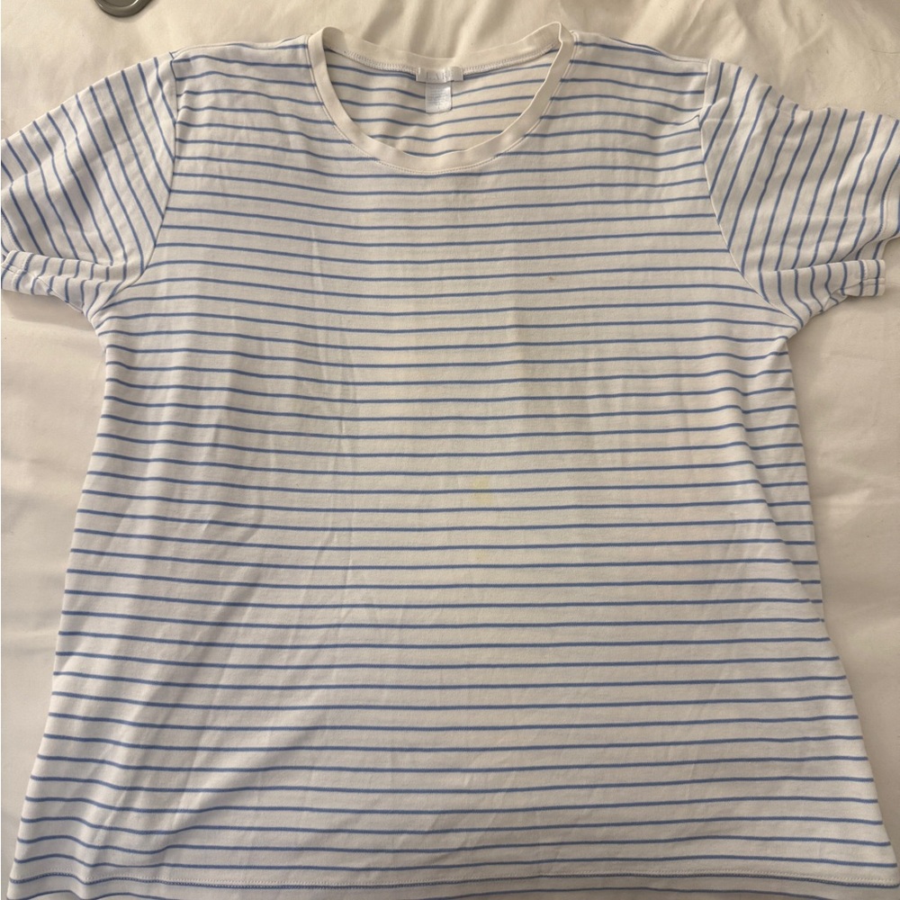 Striped Blue and White Women's Pajama Top